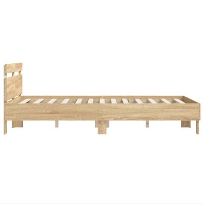 vidaXL Bed Frame with LED without Mattress Sonoma Oak 120x190 cm Small Double