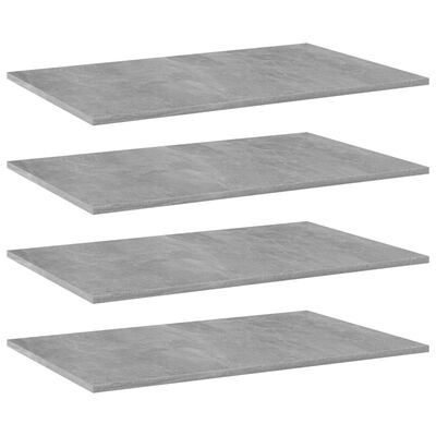 vidaXL Bookshelf Boards 4 pcs Concrete Grey 80x50x1.5 cm Engineered Wood