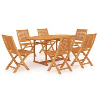 vidaXL 7 Piece Garden Dining Set Solid Teak Wood