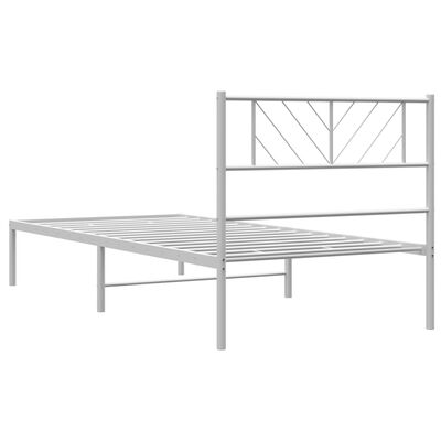 vidaXL Metal Bed Frame without Mattress with Headboard White 107x203 cm