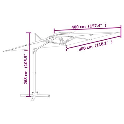 vidaXL Double Top Cantilever Garden Parasol Bordeaux Red 400x300 cm