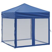 vidaXL Folding Party Tent with Sidewalls Blue 2x2 m