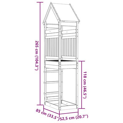 vidaXL Play Tower 85x52.5x265 cm Solid Wood Pine