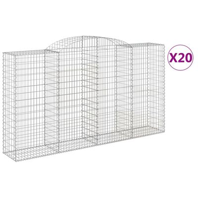 vidaXL Arched Gabion Baskets 20 pcs 300x50x160/180 cm Galvanised Iron