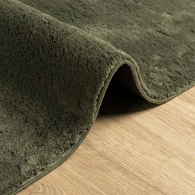 vidaXL Rug HUARTE Short Pile Soft and Washable Forest Green 80x200 cm