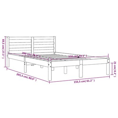 vidaXL Bed Frame without Mattress Wax Brown 150x200 cm King Size Solid Wood Pine