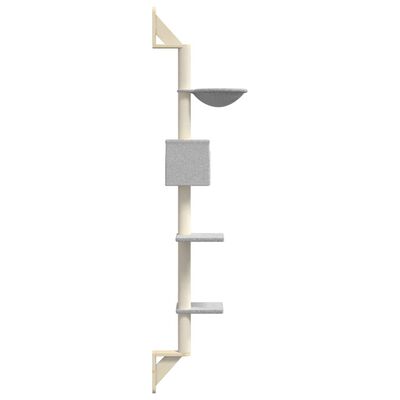 vidaXL Wall-mounted Cat Tree with Scratching Post Light Grey 187 cm