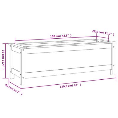 vidaXL Garden Raised Bed Black 119.5x40x39 cm Solid Wood Pine