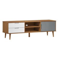 vidaXL TV Cabinet MOLDE Brown 158x40x49 cm Solid Wood Pine