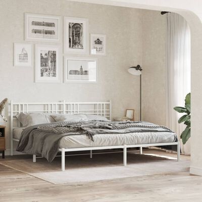 vidaXL Metal Bed Frame without Mattress with Headboard White 193x203 cm