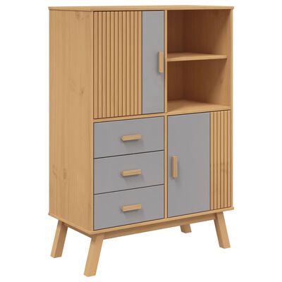 vidaXL Highboard OLDEN Grey and Brown 85x43x125 cm Solid Wood Pine