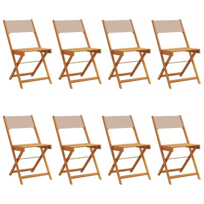 vidaXL Folding Garden Chairs 8 pcs Taupe Fabric and Solid Wood