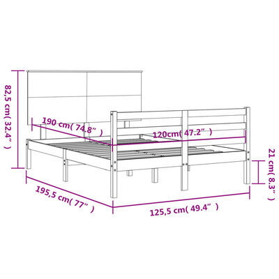 vidaXL Bed Frame without Mattress White Small Double Solid Wood