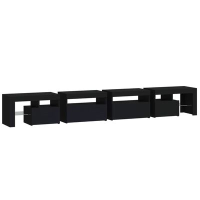 vidaXL TV Cabinet with LED Lights Black 260x36.5x40 cm