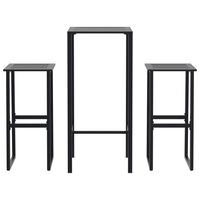 vidaXL 3 Piece Garden Bar Set Black Powder-coated Steel