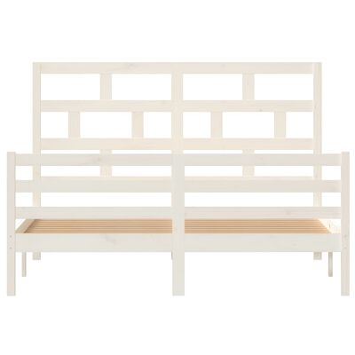 vidaXL Bed Frame without Mattress White Solid Wood King Size