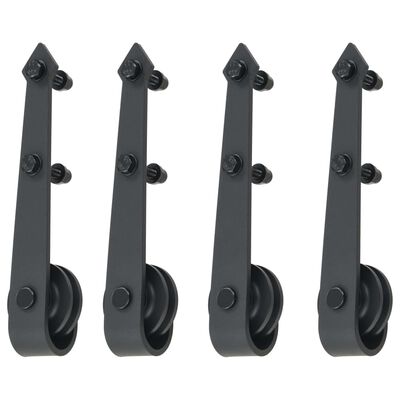 vidaXL Sliding Door Hardware Kit 2x183 cm Steel Black