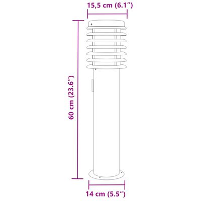 vidaXL Outdoor Floor Lamp with Outlet Black 60 cm Stainless Steel