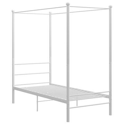 vidaXL Canopy Bed Frame without Mattress White Metal 100x200 cm