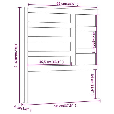 vidaXL Bed Headboard Grey 96x4x104 cm Solid Wood Pine