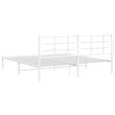 vidaXL Metal Bed Frame without Mattress with Headboard White 180x200 cm Super King