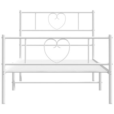 vidaXL Metal Bed Frame without Mattress with Footboard White 100x190 cm