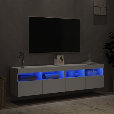 vidaXL TV Wall Cabinets with LED Lights 2 pcs White 80x30x40 cm