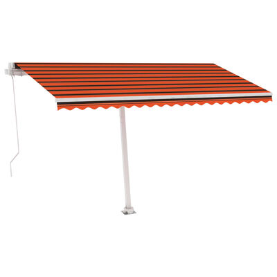 vidaXL Freestanding Manual Retractable Awning 400x350 cm Orange/Brown