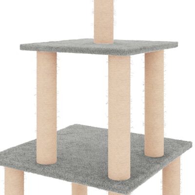 vidaXL Cat Tree with Sisal Scratching Posts Light Grey 111 cm