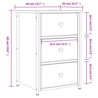 vidaXL Bedside Cabinets 2 pcs Black 40x36x60 cm Engineered Wood