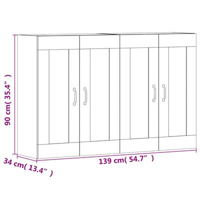 vidaXL Wall Mounted Cabinets 2 pcs Sonoma Oak Engineered Wood