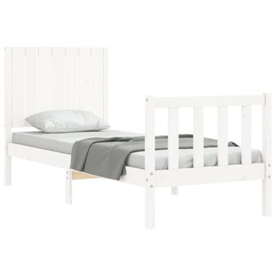 vidaXL Bed Frame with Headboard White Small Single Solid Wood