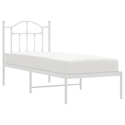 vidaXL Metal Bed Frame without Mattress with Headboard White 75x190 cm Small Single