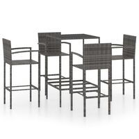 vidaXL 5 Piece Garden Bar Set Poly Rattan Grey