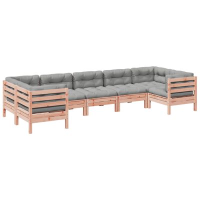 vidaXL 7 Piece Garden Sofa Set with Cushions Solid Wood Douglas Fir
