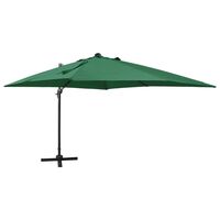 vidaXL Cantilever Garden Parasol with Pole and LED Lights Green 300 cm