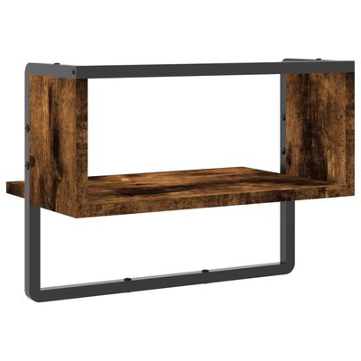 vidaXL Wall Shelf with Bar Smoked Oak 40x25x30 cm