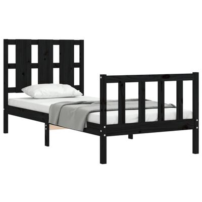 vidaXL Bed Frame without Mattress Black 100x200 cm Solid Wood Pine