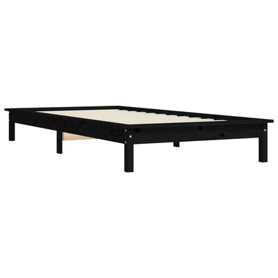 vidaXL Bed Frame without Mattress Black Single Solid Wood