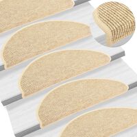 vidaXL Stair Mats Self-adhesive Sisal-Look 15 pcs 65x21x4 cm Beige