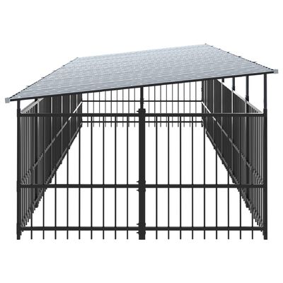 vidaXL Outdoor Dog Kennel with Roof Steel 11.26 m²