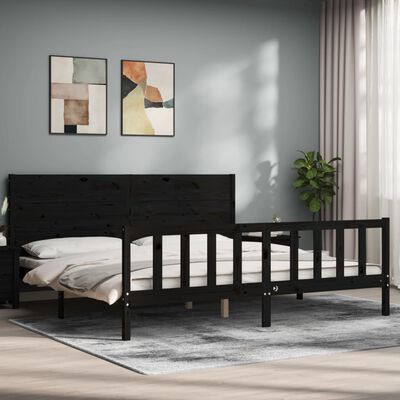 vidaXL Bed Frame without Mattress Black 200x200 cm Solid Wood Pine