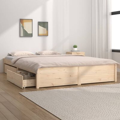 vidaXL Bed Frame without Mattress with Drawers King Size