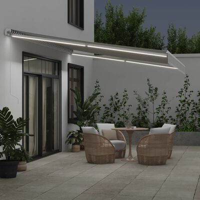 vidaXL Manual Retractable Awning with LED Anthracite&White 500x300 cm