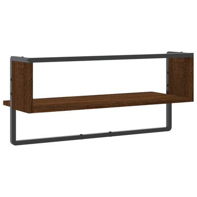 vidaXL Wall Shelf with Bar Brown Oak 65x25x30 cm