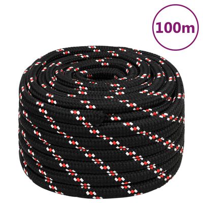 vidaXL Boat Rope Black 20 mm 100 m Polypropylene