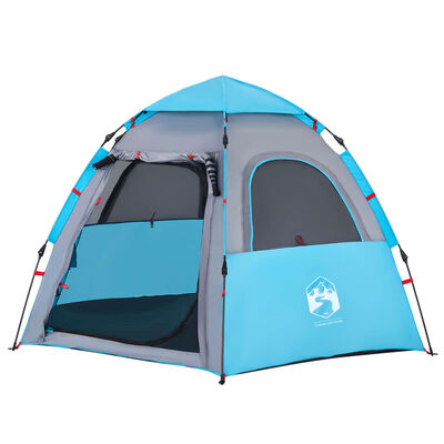 vidaXL Camping Tent Cabin 4-Person Blue Quick Release