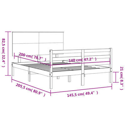 vidaXL Bed Frame without Mattress White 140x200 cm Solid Wood