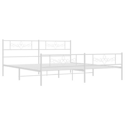 vidaXL Metal Bed Frame without Mattress with Footboard White 200x200 cm