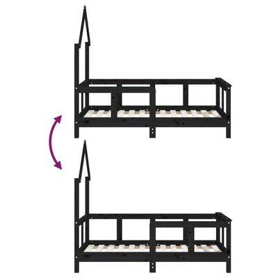 vidaXL Kids Bed Frame Black 70x140 cm Solid Wood Pine